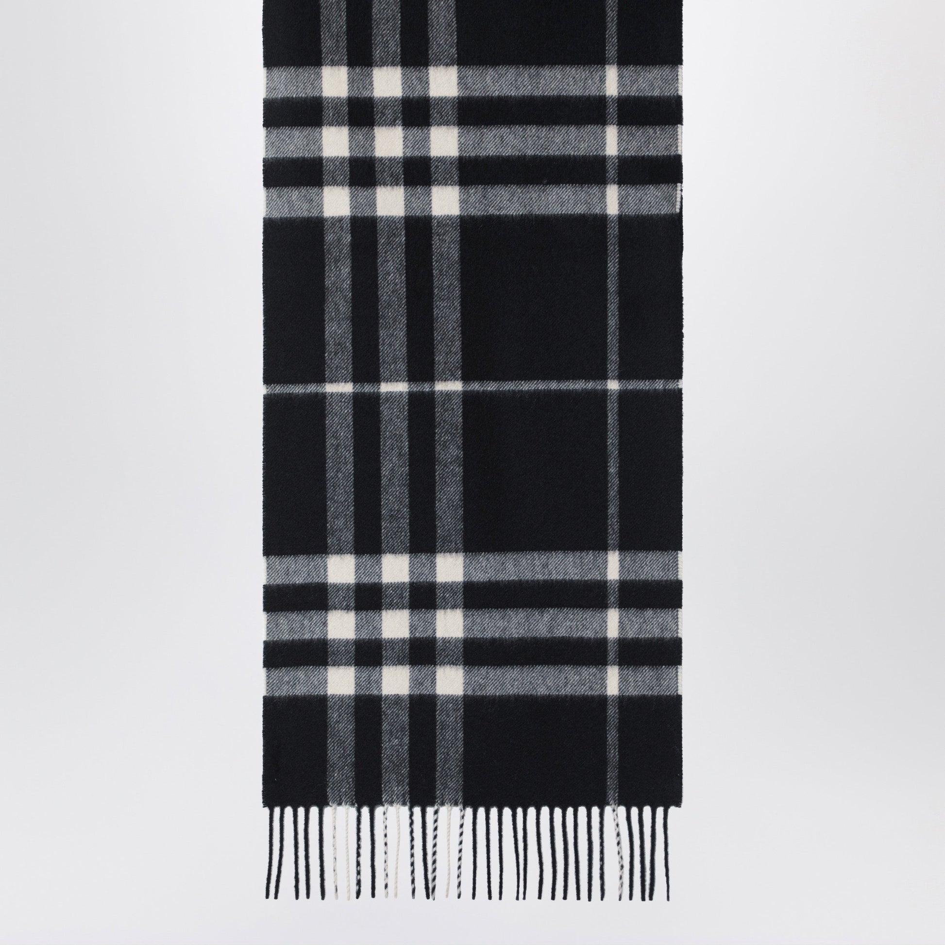 Burberry Black Check Cashmere Scarf Men BURBERRY