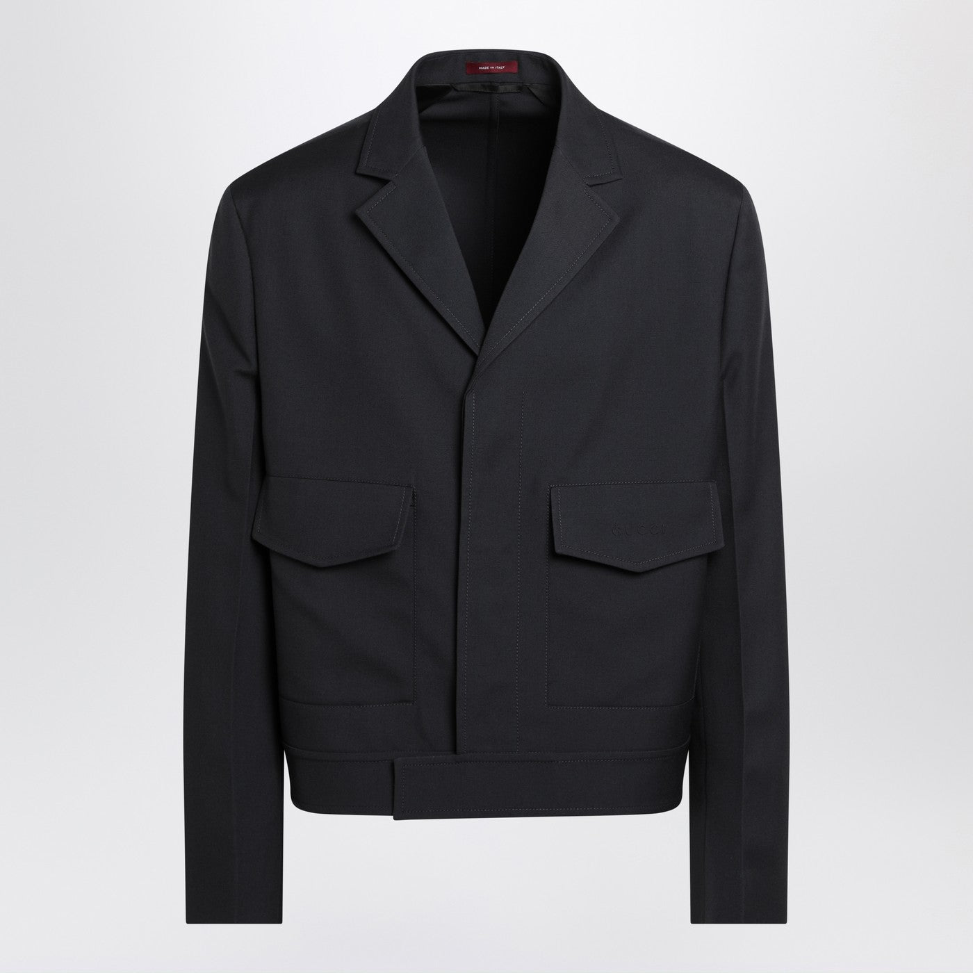 Gucci Dark Grey Jacket In Wool Gabardine Men GUCCI