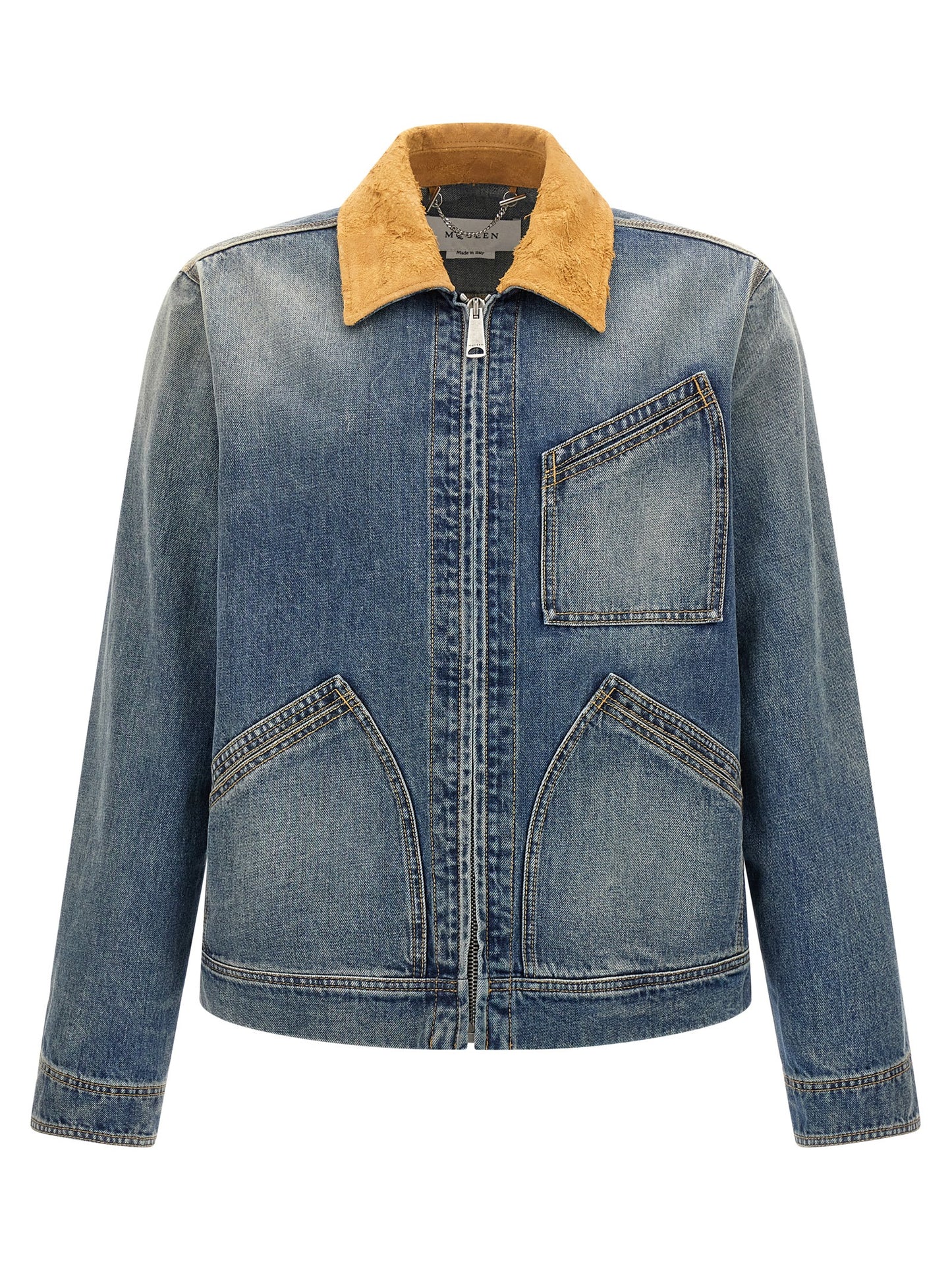 Mcqueen Men Suede Denim Jacket ALEXANDER MCQUEEN