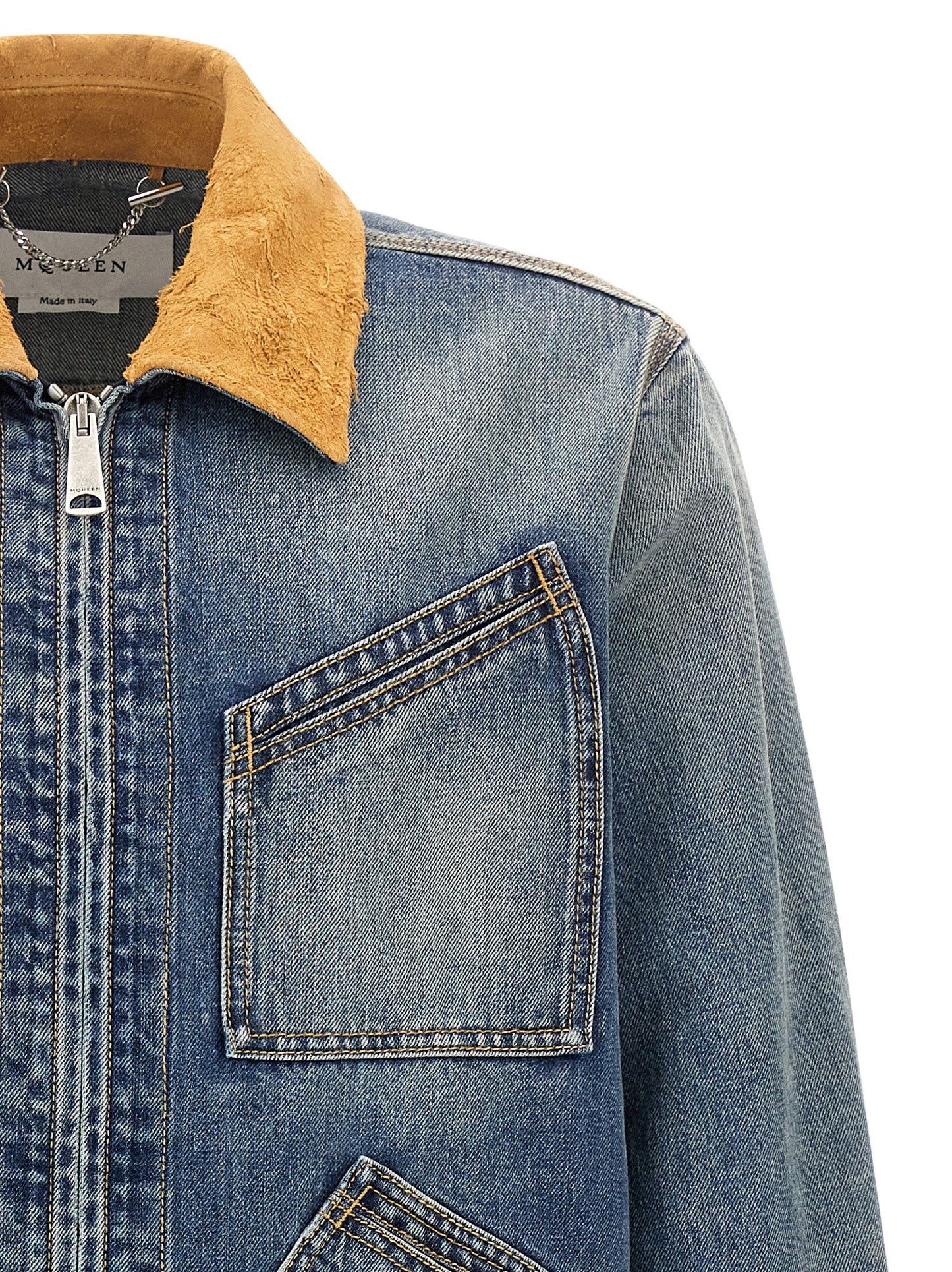 Mcqueen Men Suede Denim Jacket ALEXANDER MCQUEEN