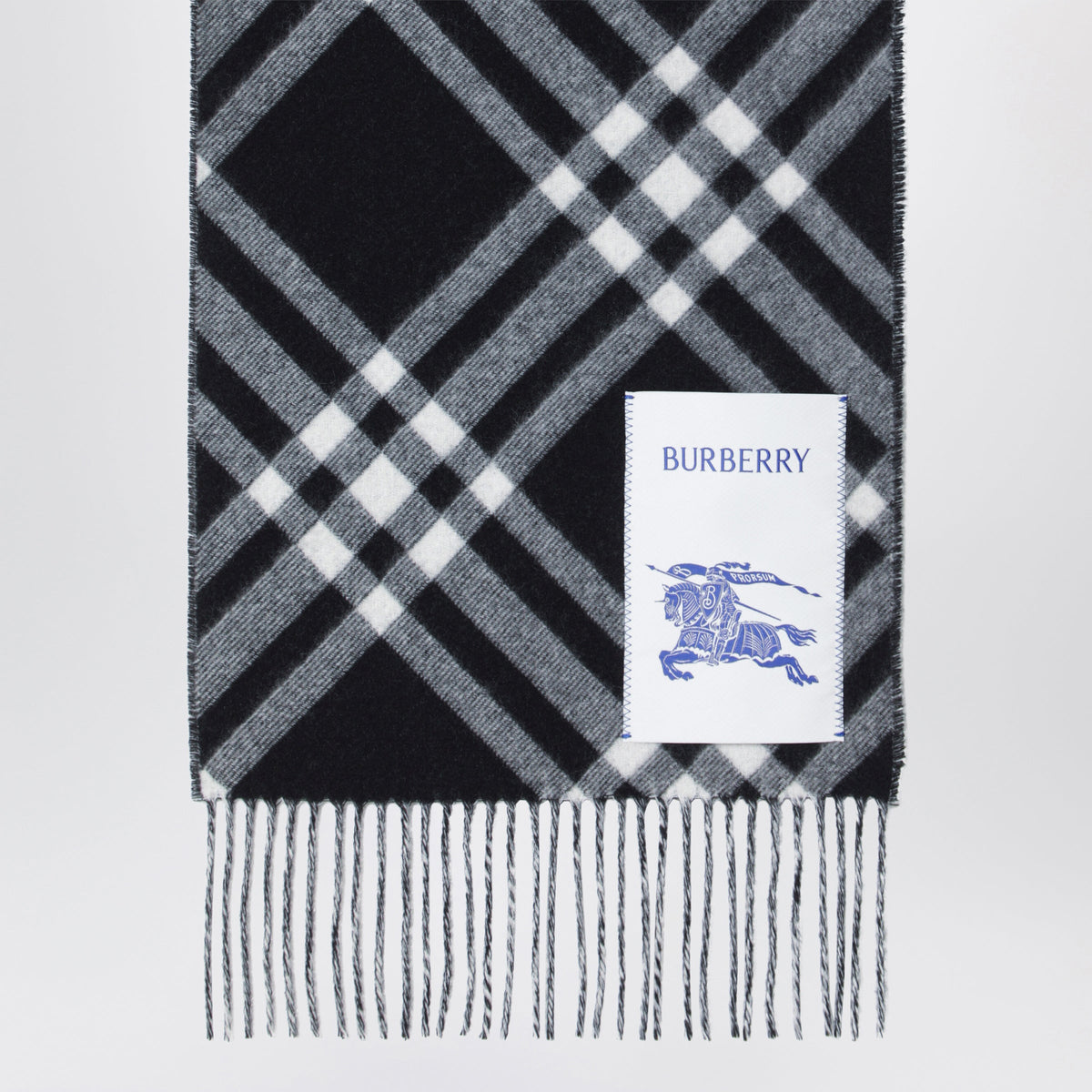Burberry Black Check Cashmere Scarf Women BURBERRY