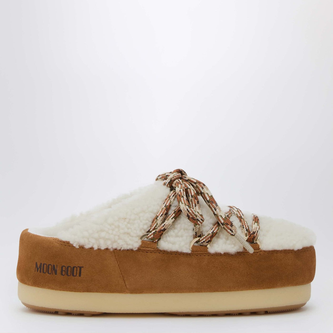 Moon Boot White Shearling And Suede Mules Women MOON BOOT