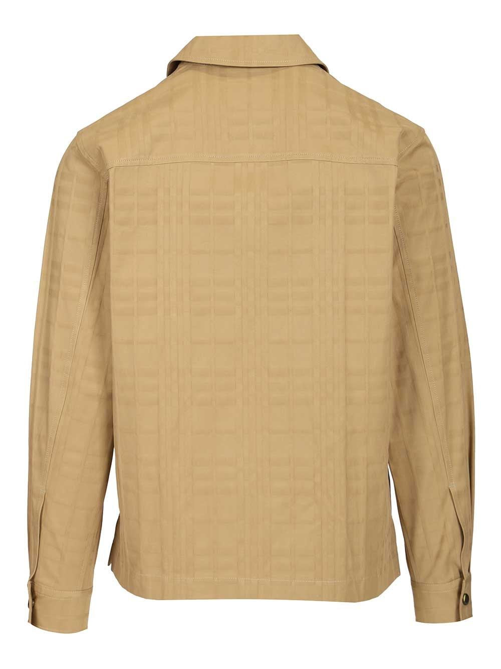Burberry Men Check Cotton Zip-Up Shirt BURBERRY