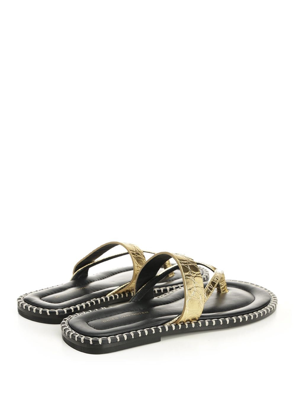 Dries Van Noten Women Metallic Leather Flip-Flops DRIES VAN NOTEN
