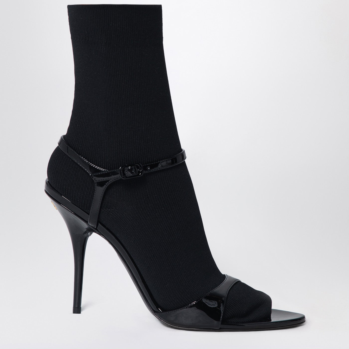 Balenciaga Avenue Sock Black Sandal In Patent Leather And Mesh Women BALENCIAGA