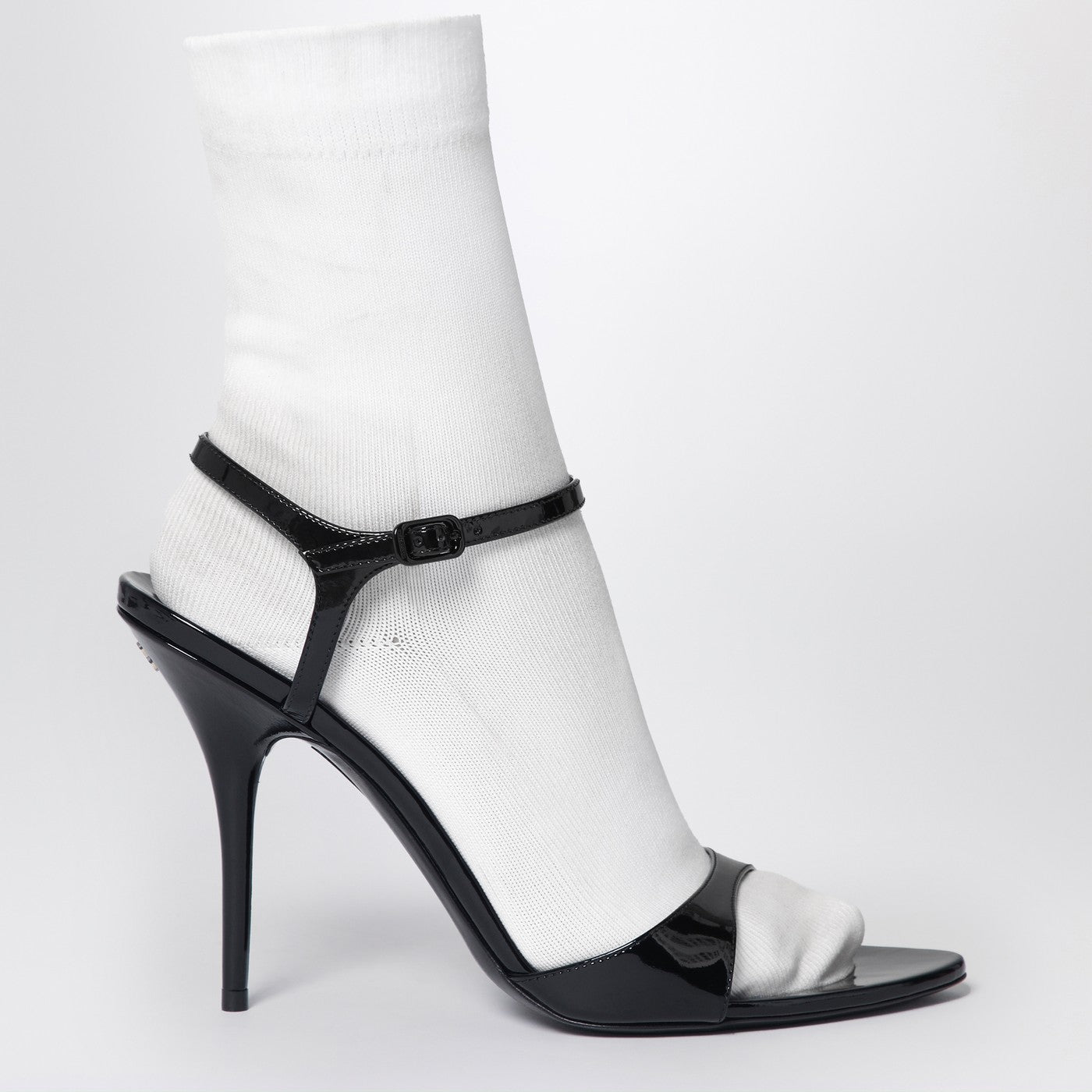 Balenciaga Avenue Sock Black Sandal In Patent Leather And Mesh Women BALENCIAGA