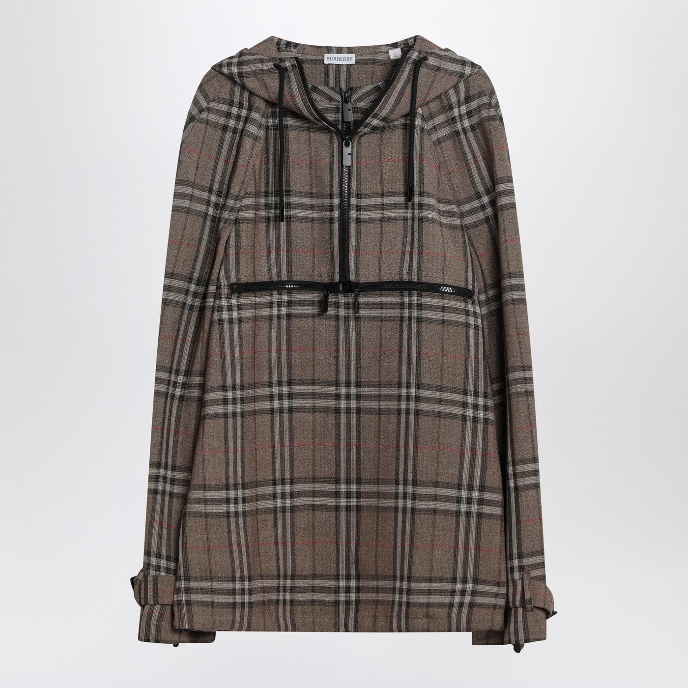 Burberry Half-Zip Jacket With Check Pattern In Silk Blend Men BURBERRY