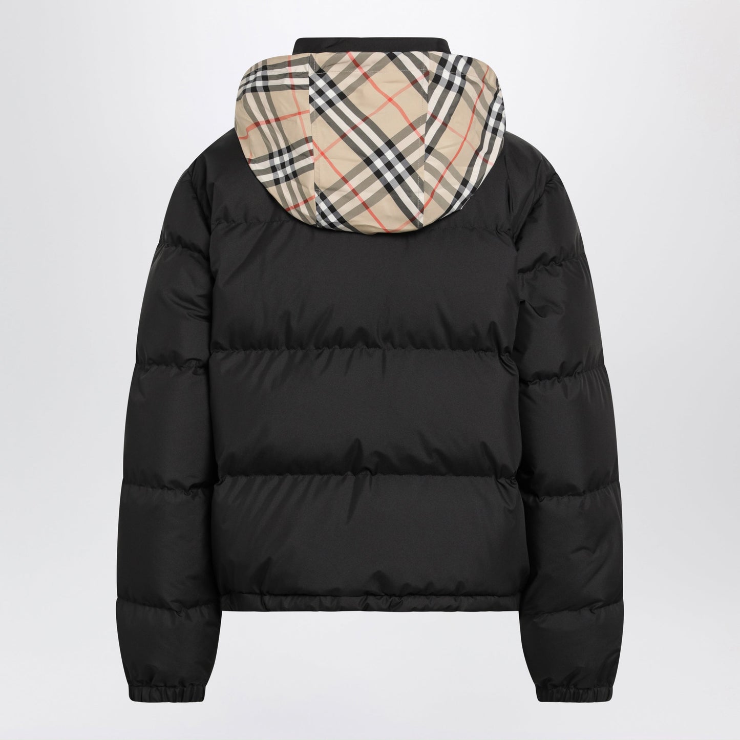 Burberry Black Zip-Up Down Jacket With Check Detail Women BURBERRY