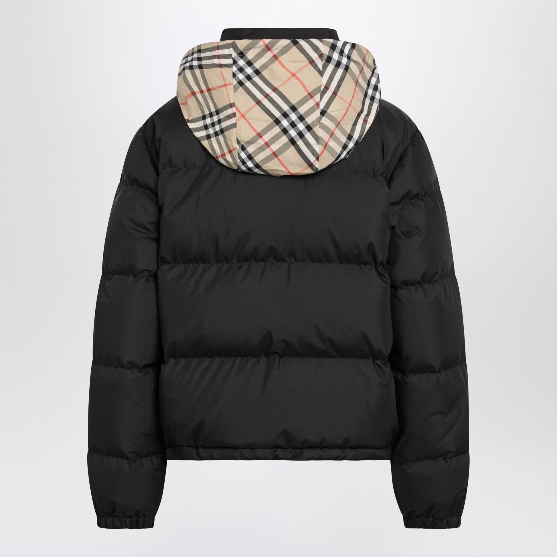 Burberry Black Zip-Up Down Jacket With Check Detail Women BURBERRY