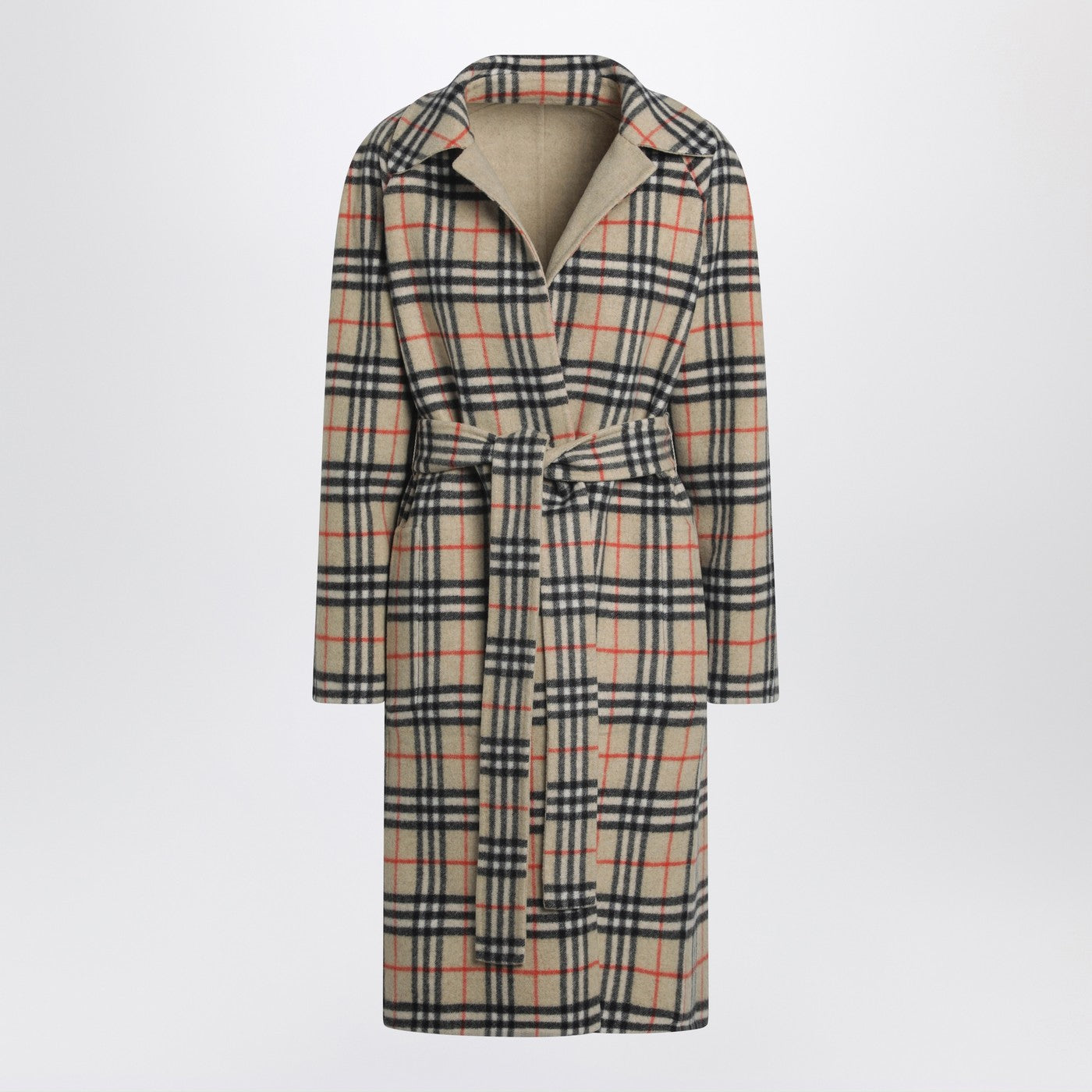 Burberry Sand Reversible Wool Coat Women BURBERRY
