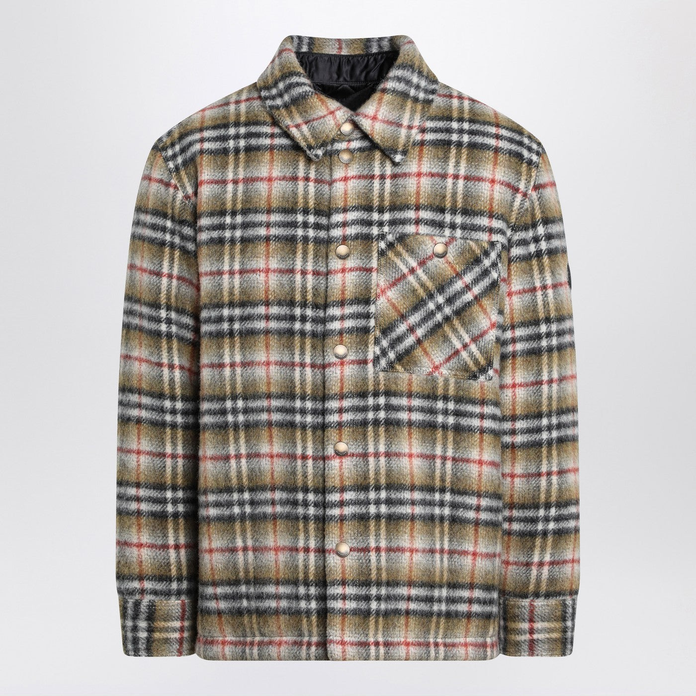 Burberry Beige Checked Wool Shirt Jacket Men BURBERRY