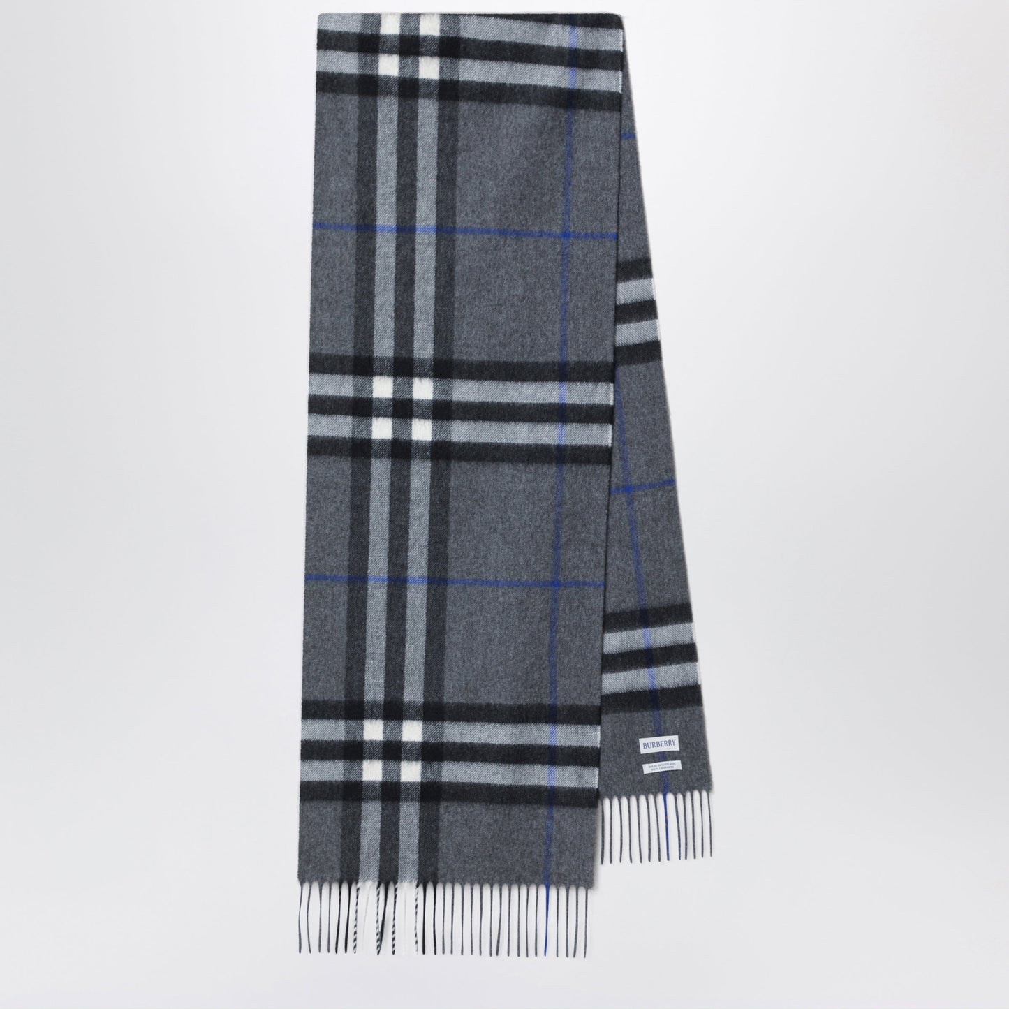 Burberry Check Cashmere Scarf In Marlborough Grey Men BURBERRY