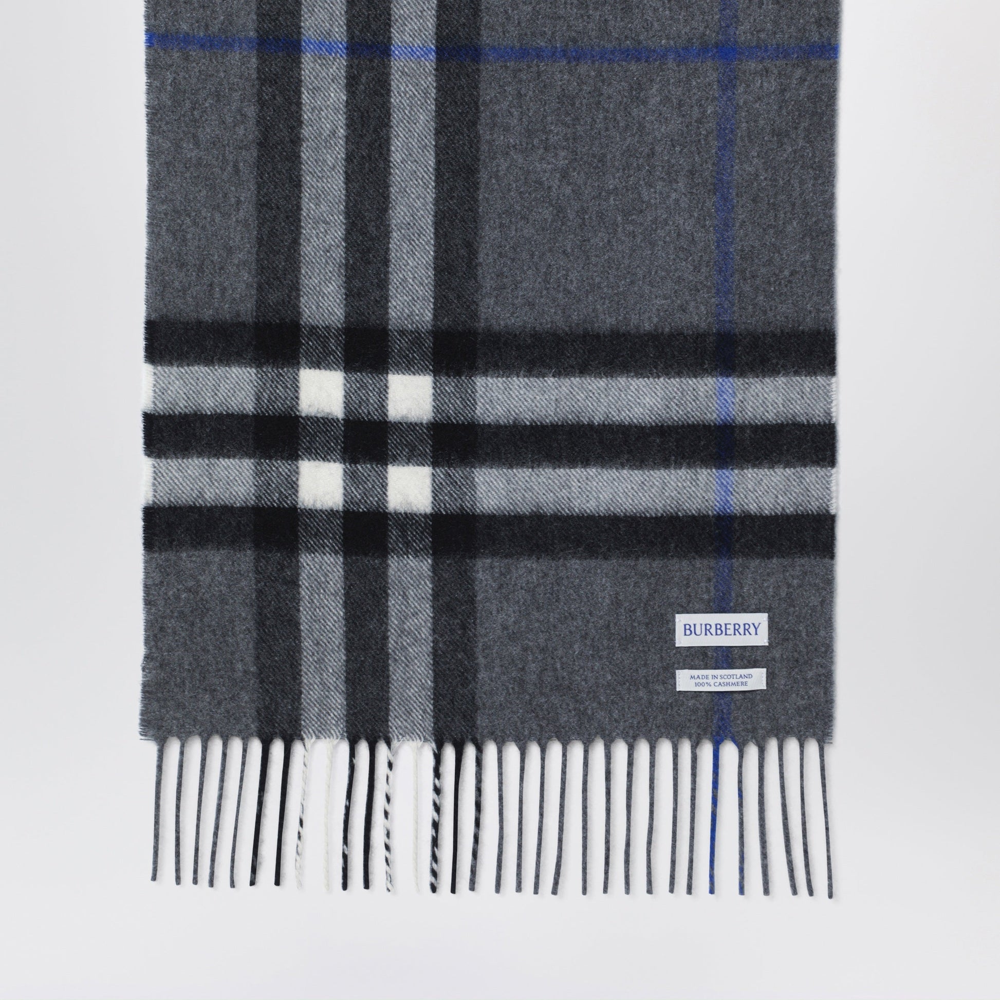Burberry Check Cashmere Scarf In Marlborough Grey Men BURBERRY