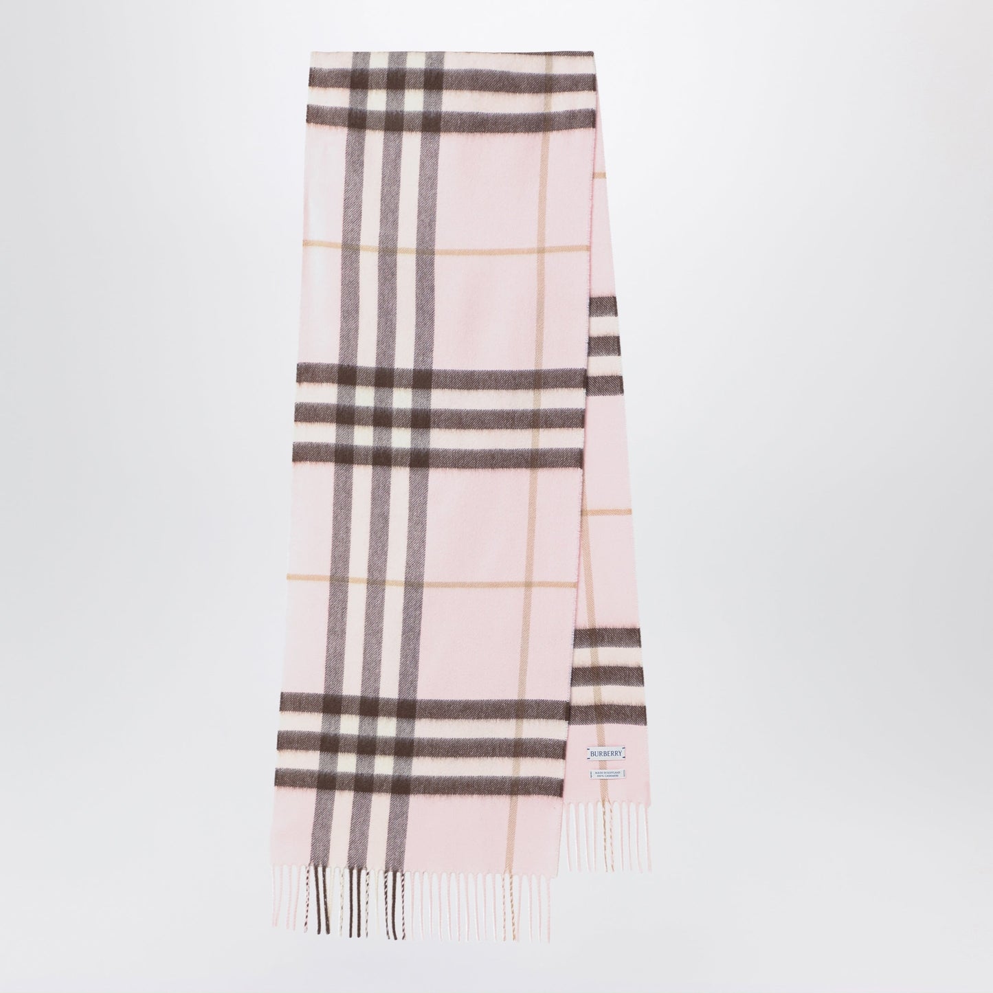 Burberry Pink Cashmere Scarf With A Checked Pattern Women BURBERRY