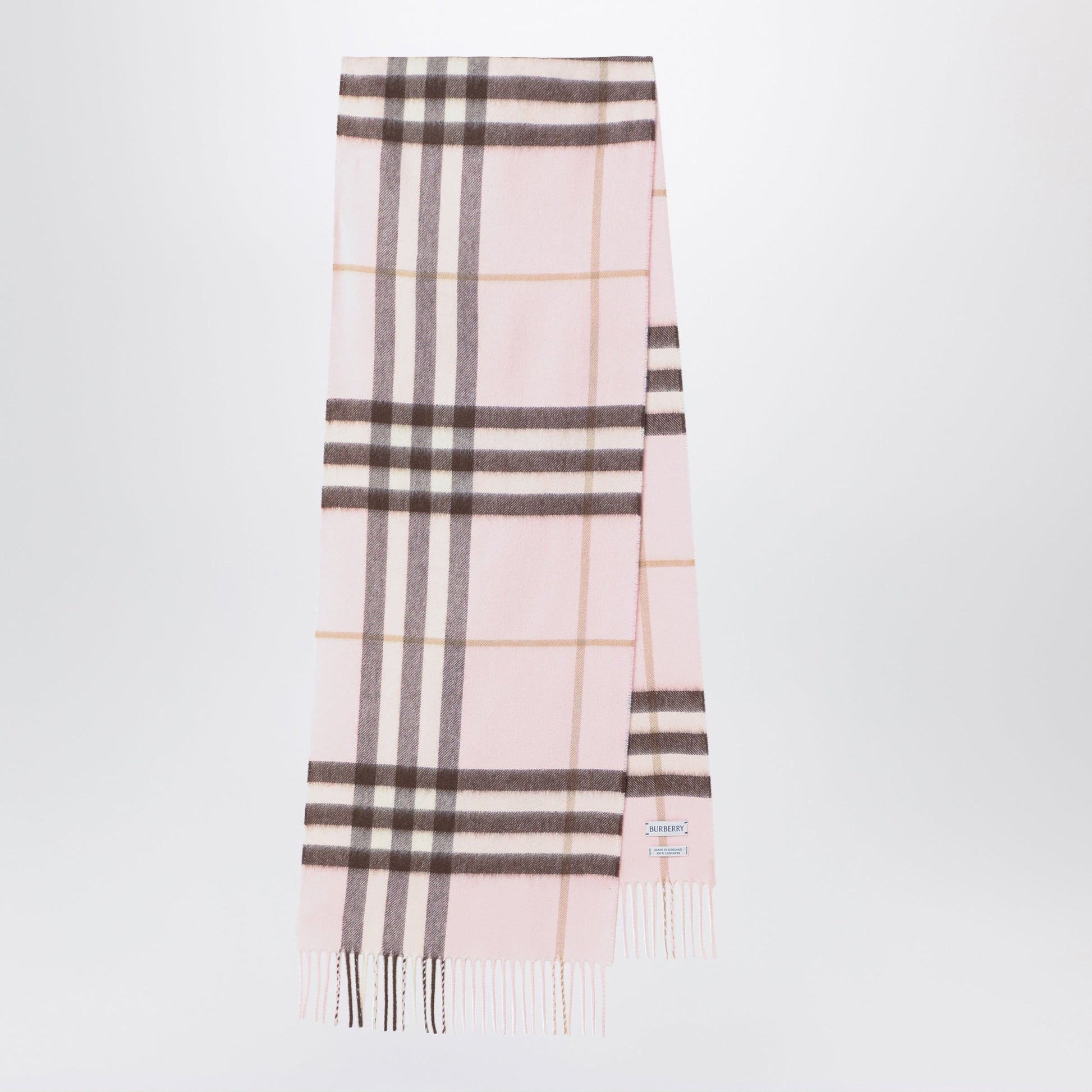 Burberry Pink Cashmere Scarf With A Checked Pattern Women BURBERRY