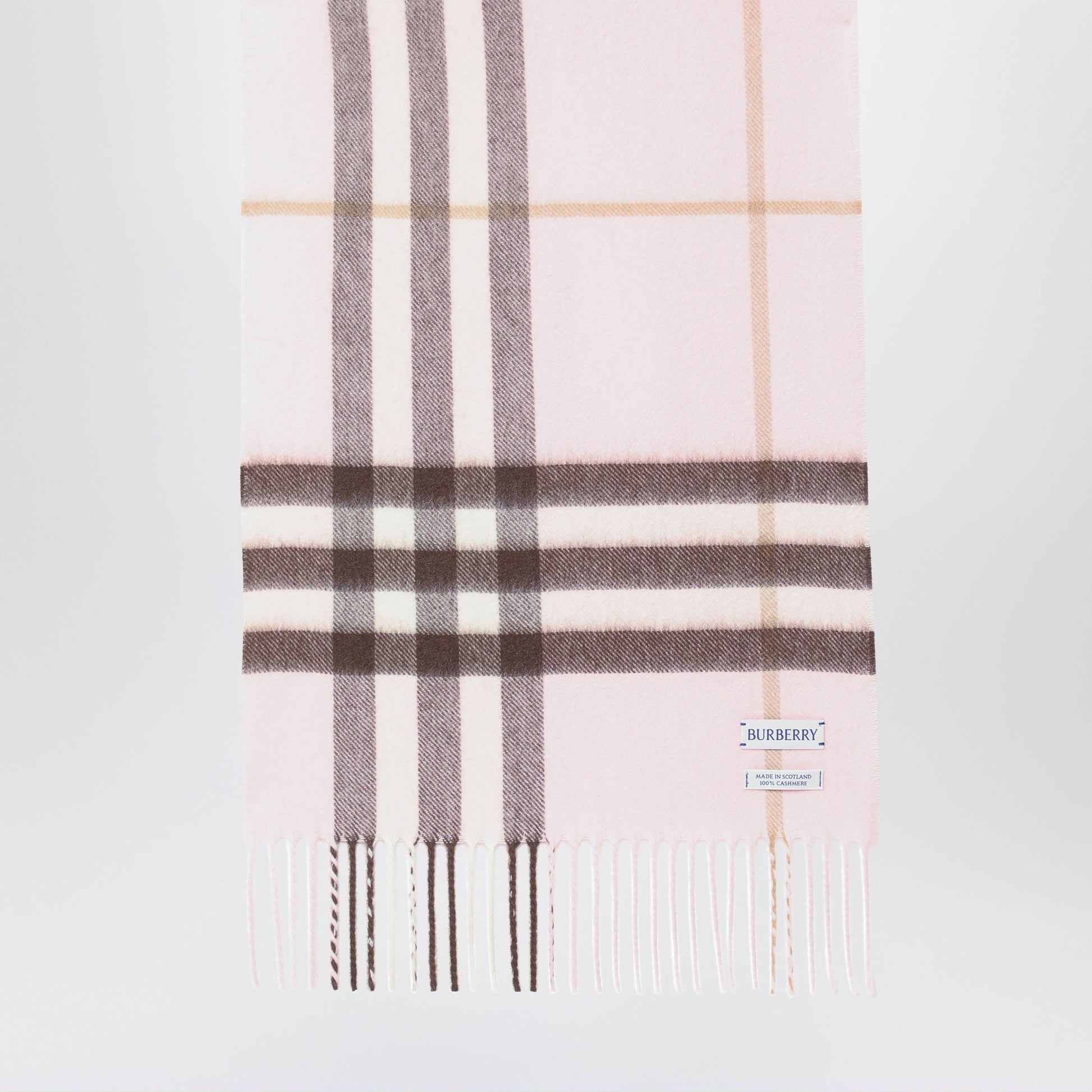 Burberry Pink Cashmere Scarf With A Checked Pattern Women BURBERRY