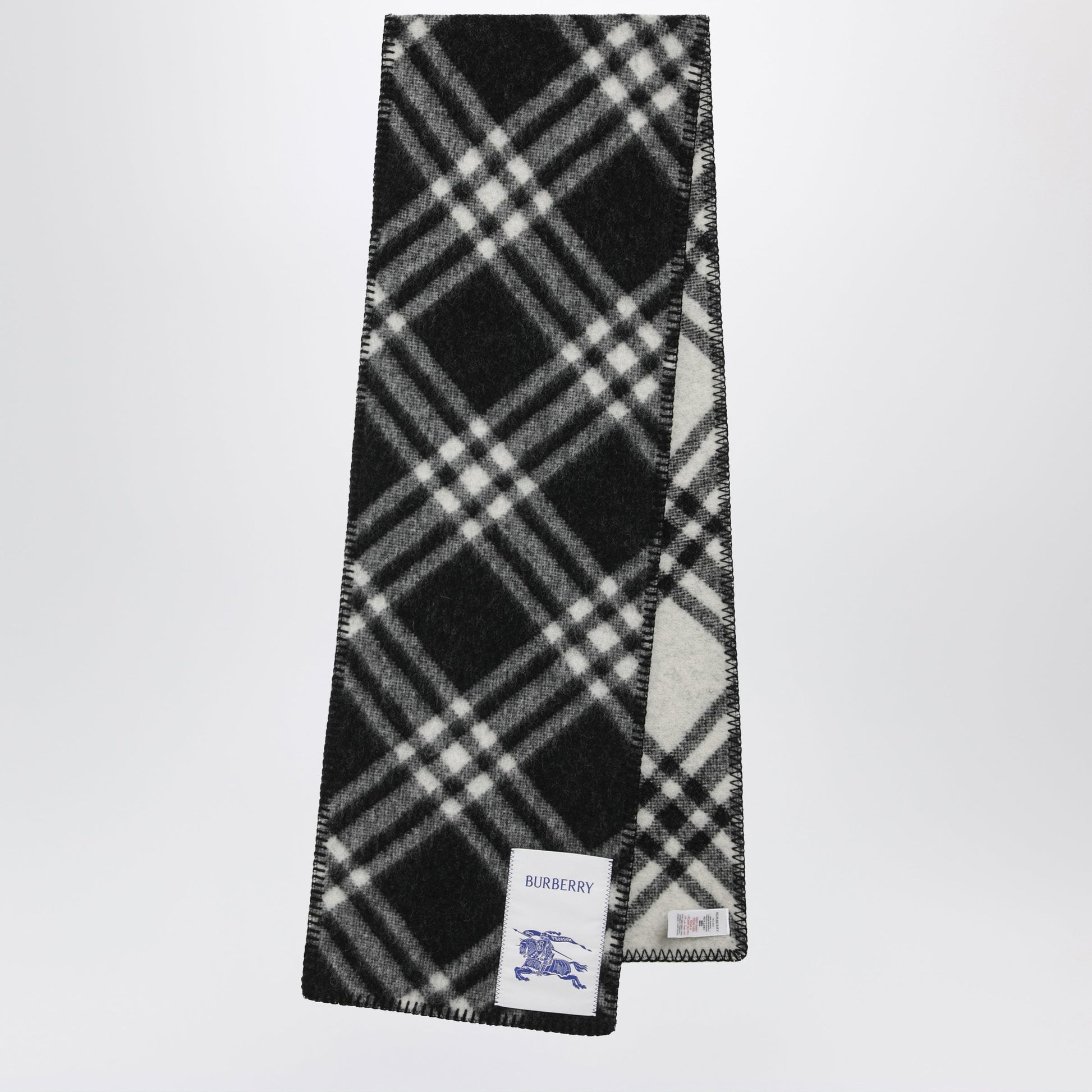 Burberry Black Check Wool Scarf Women BURBERRY