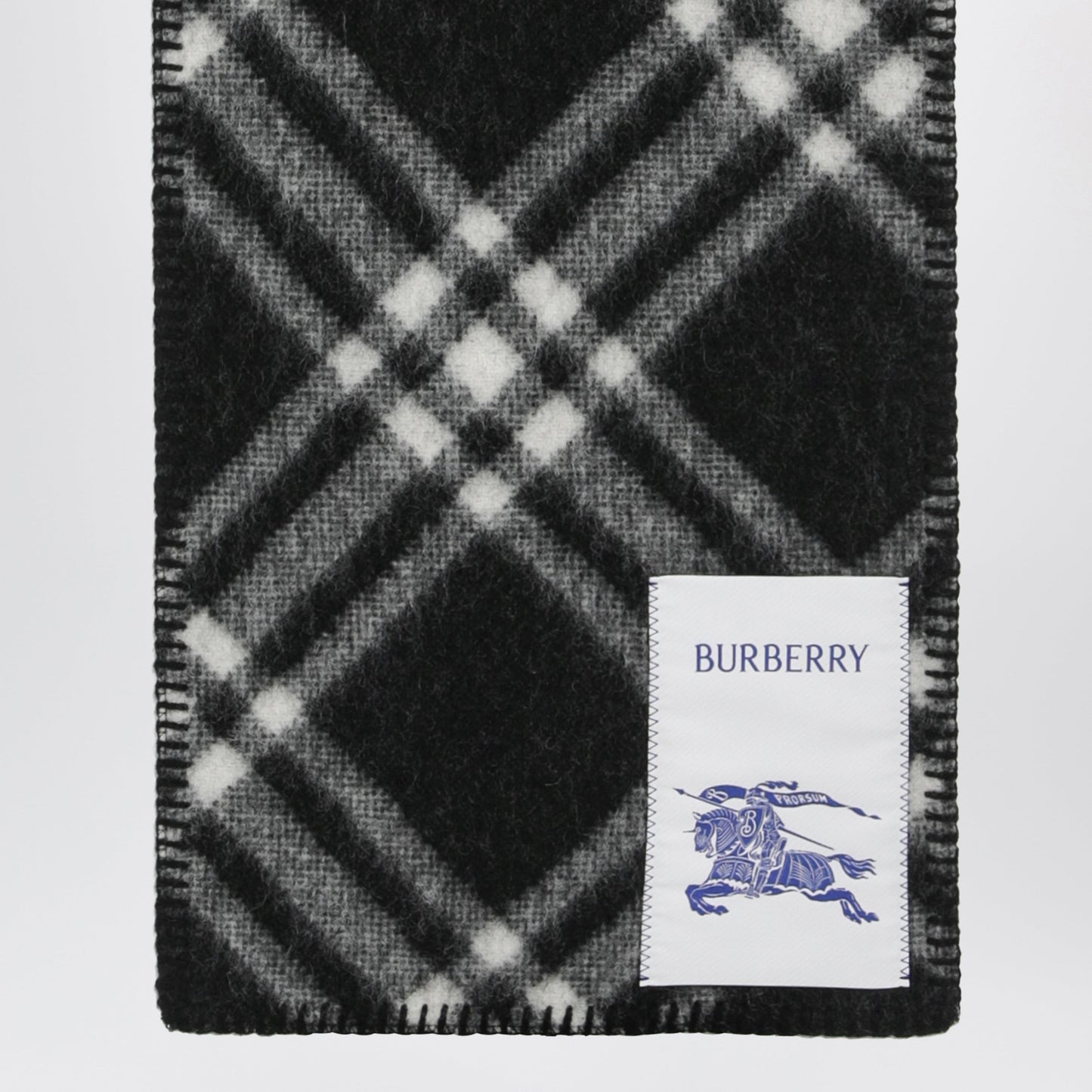 Burberry Black Check Wool Scarf Women BURBERRY