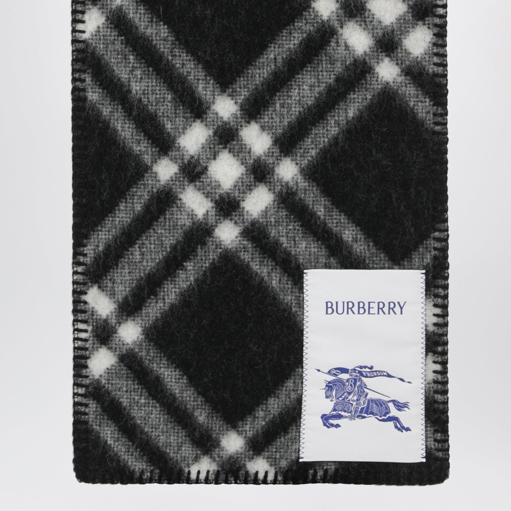 Burberry Black Check Wool Scarf Women BURBERRY