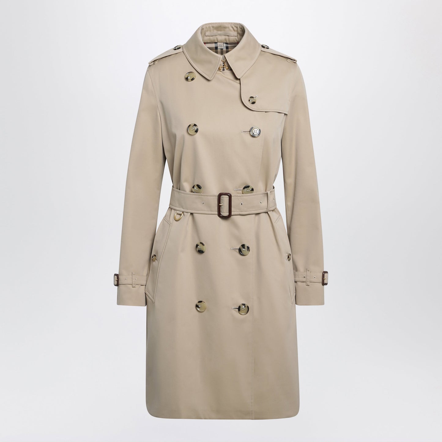 Burberry Beige Double-Breasted Kensington Cotton Trench Coat Women BURBERRY