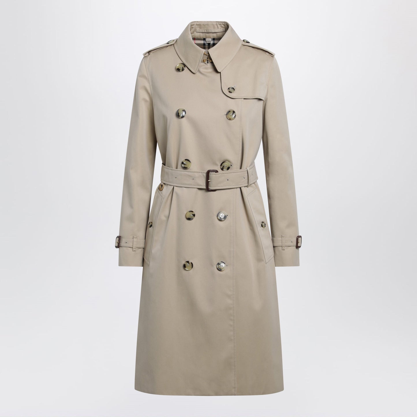 Burberry Long Kensington Heritage Cotton Trench Coat In Honey Women BURBERRY