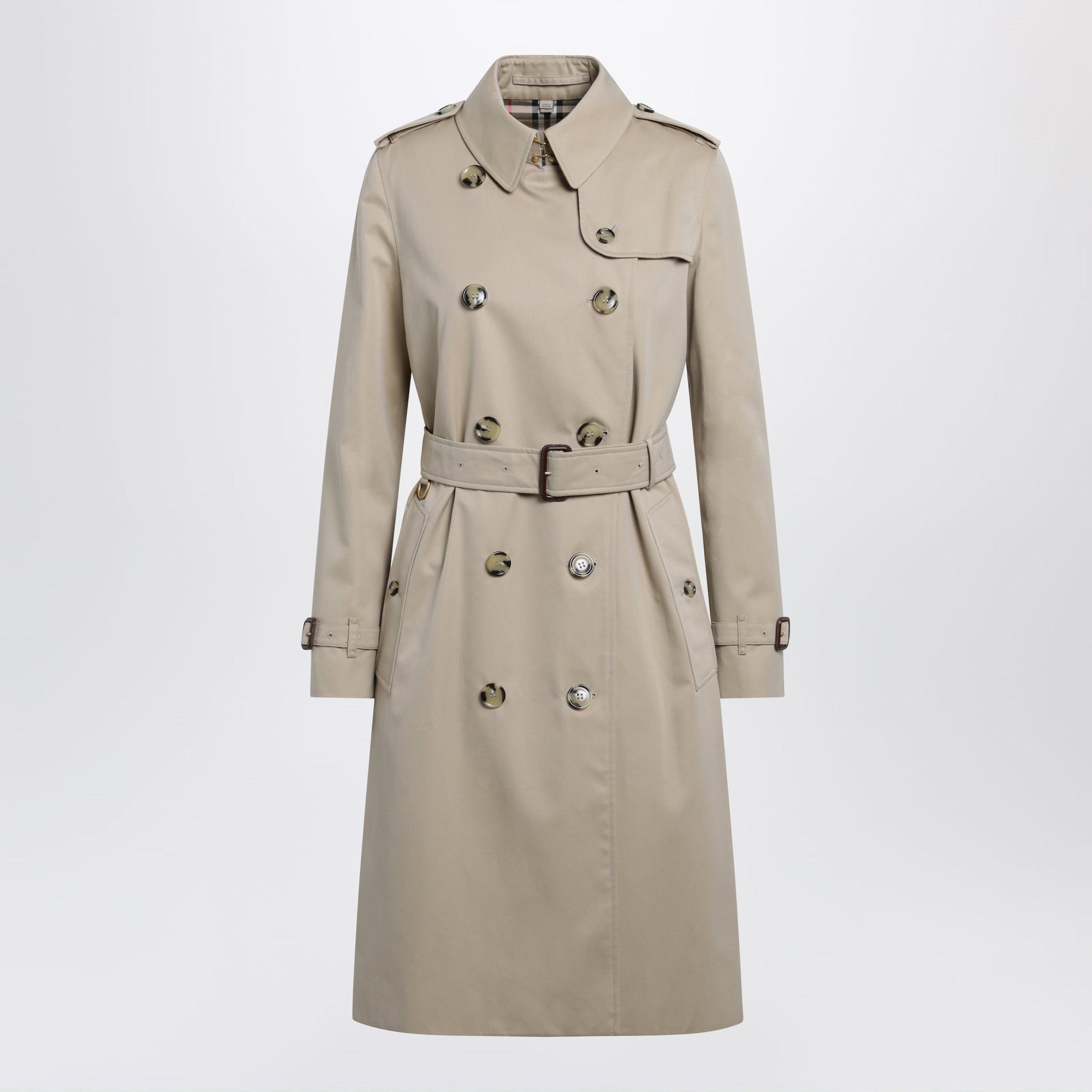 Burberry Long Kensington Heritage Cotton Trench Coat In Honey Women BURBERRY
