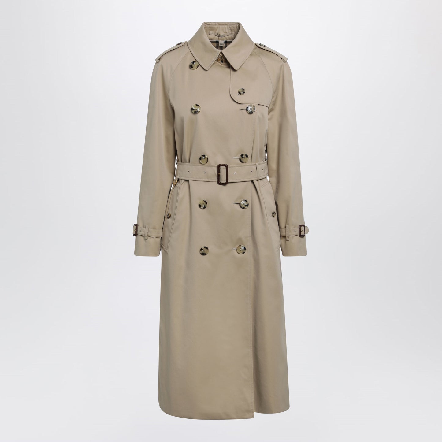 Burberry Waterloo Long Cotton Gabardine Trench Coat In Honey Women BURBERRY