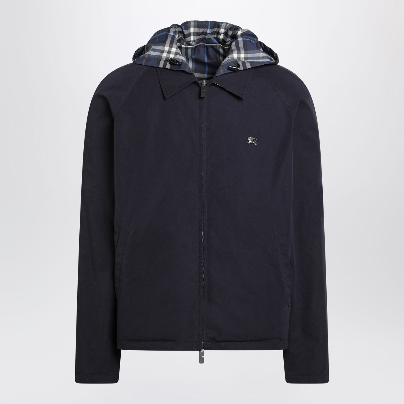 Burberry Blue Reversible Cotton Jacket With Check Pattern Men BURBERRY