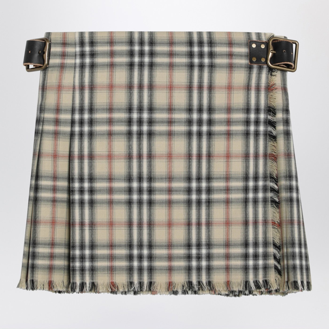 Burberry Beige Wool Mini Kilt With Check Pattern Women BURBERRY