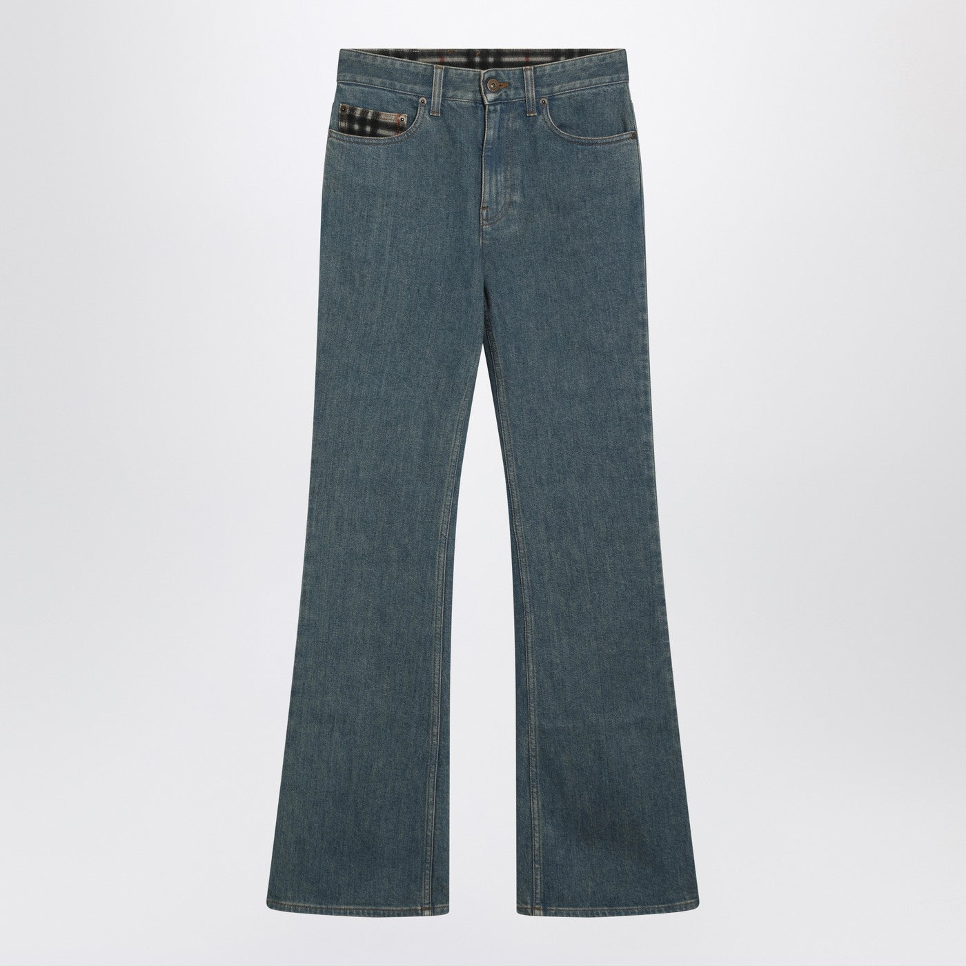 Burberry Mid-Blue Jeans With Check-Pattern Pocket Women BURBERRY
