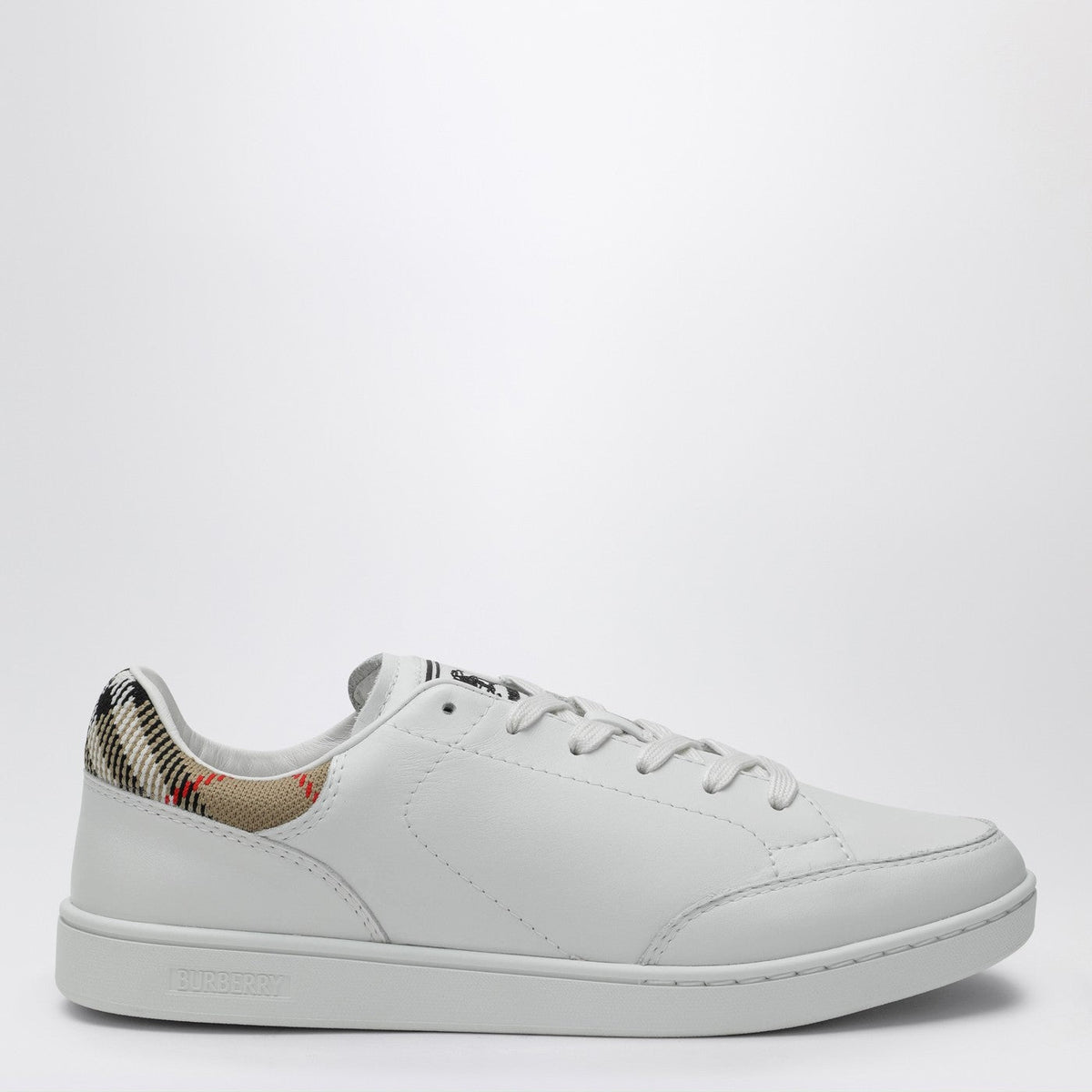 Burberry Set Sneakers In White Leather And Check Women BURBERRY