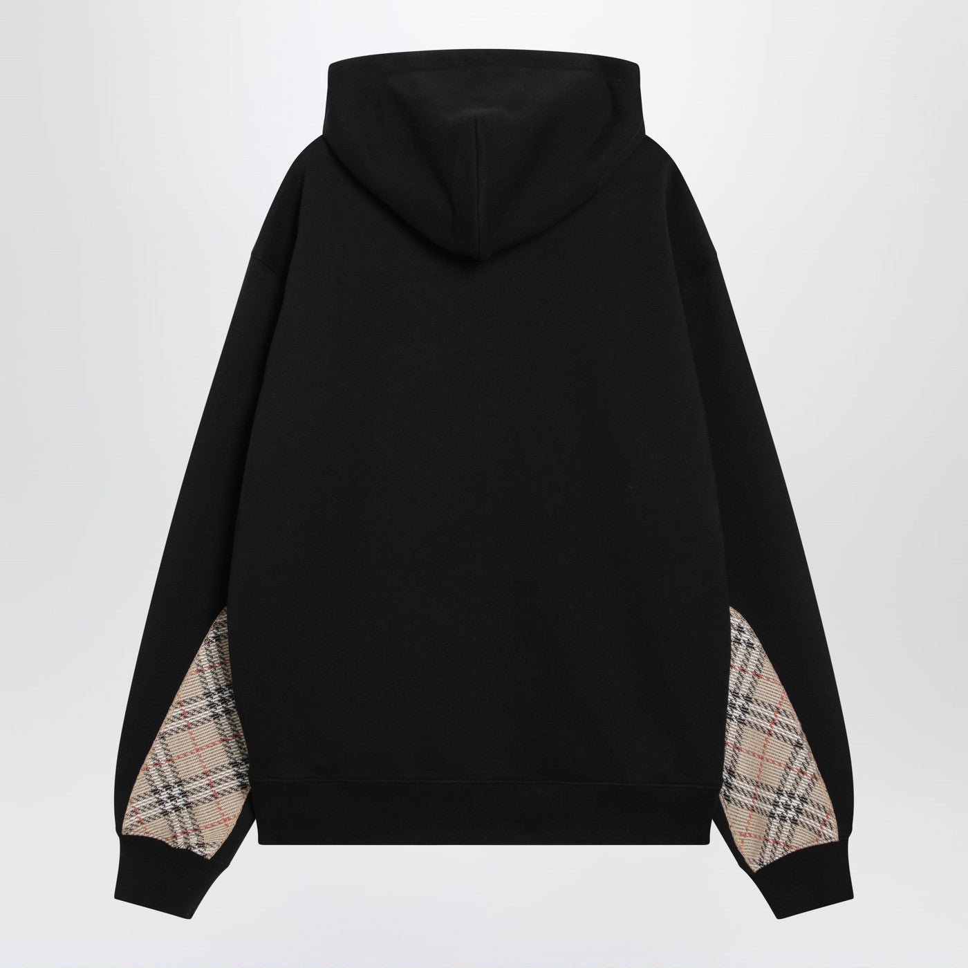 Burberry Black Sweatshirt With Check-Pattern Inserts Men BURBERRY