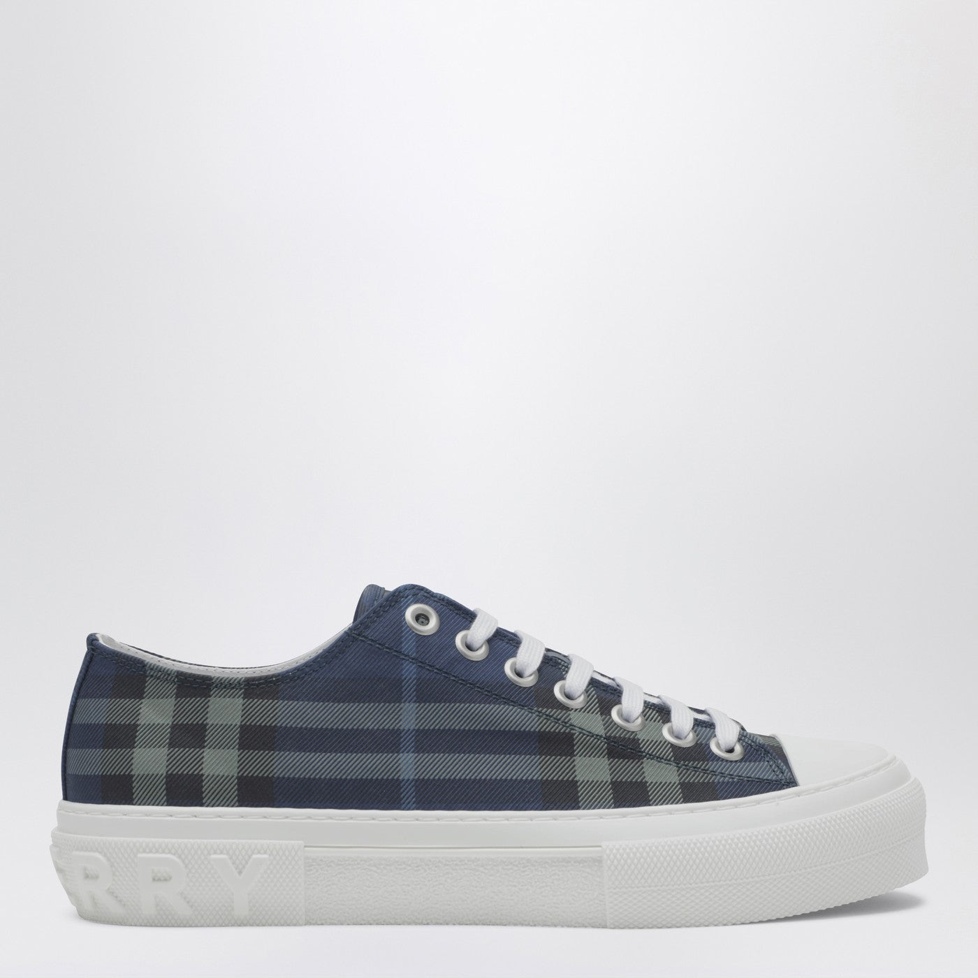 Burberry Blue Check Cotton Sneakers Men BURBERRY