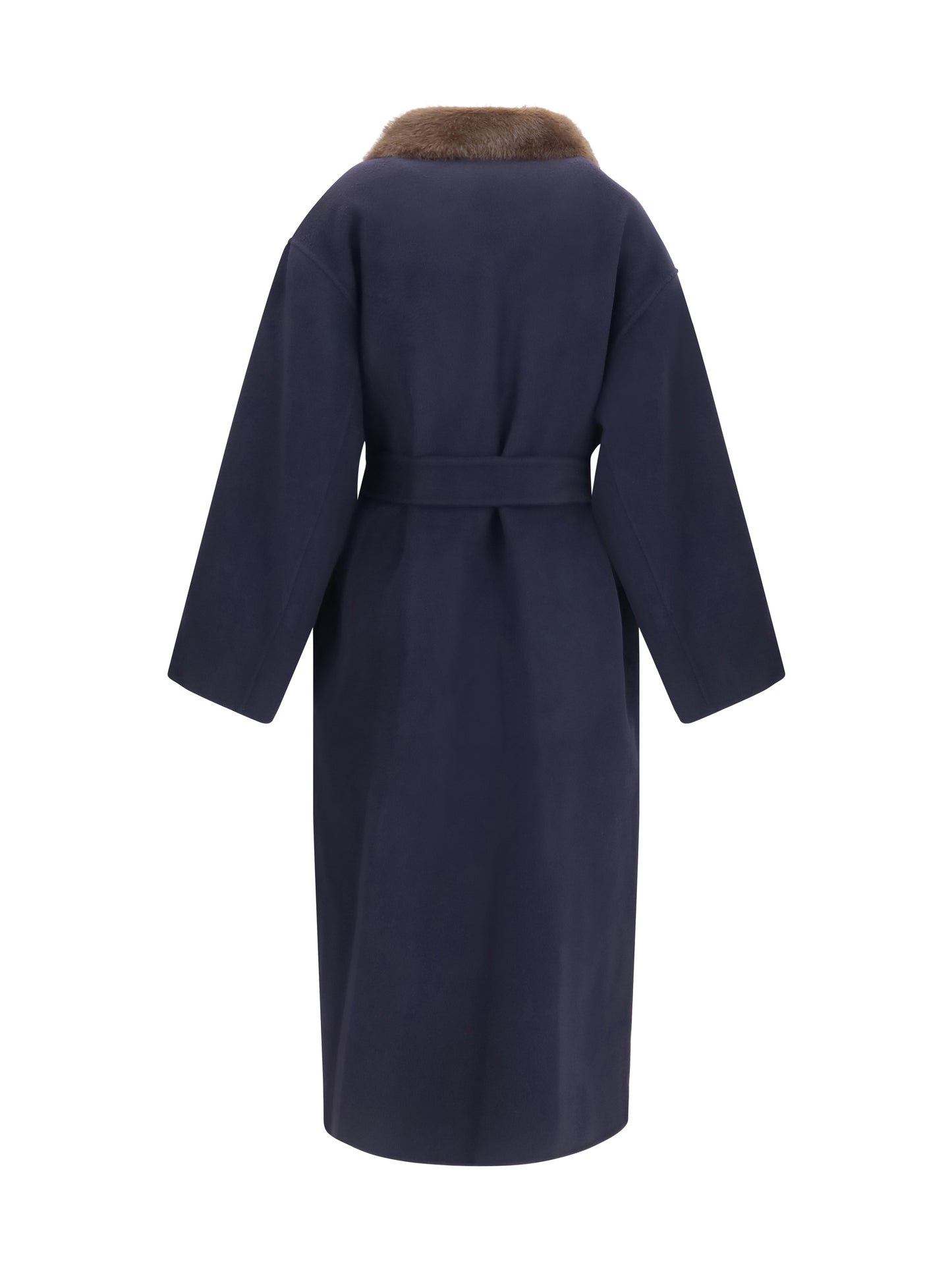 P.A.R.O.S.H. Women Wool Coat With Fur Collar And Belt P.A.R.O.S.H.