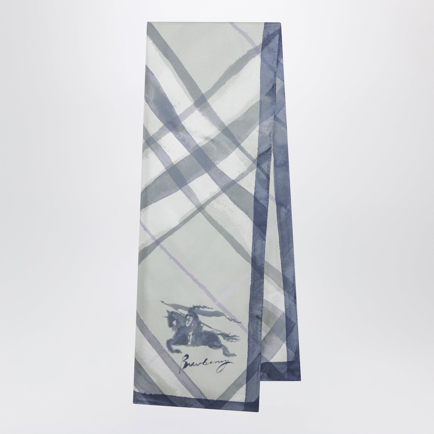 Burberry Large Watercolour Check Silk Scarf In Green Women BURBERRY