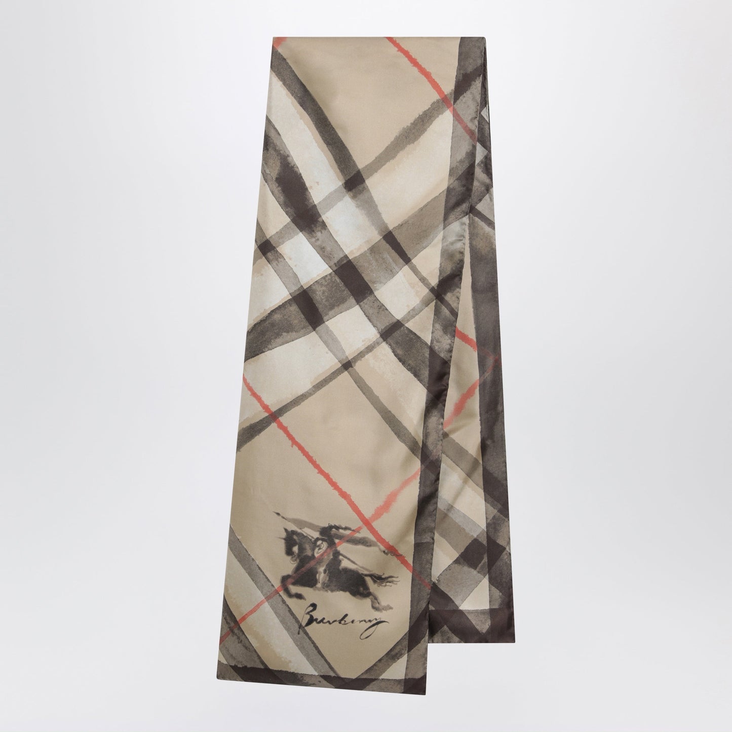 Burberry Large Check Silk Scarf In Sand Color Women BURBERRY