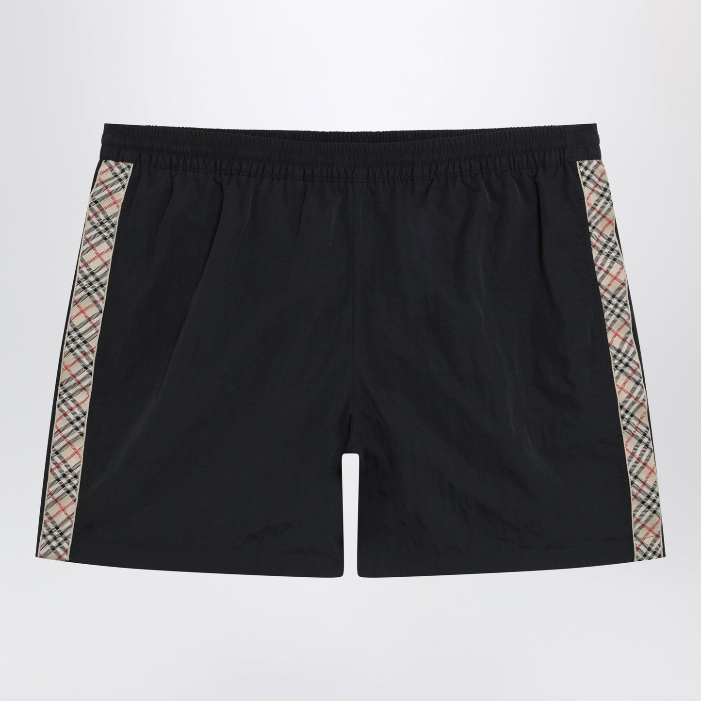 Burberry Slim-Fit Swim Shorts With Check Trim In Black Nylon Men BURBERRY
