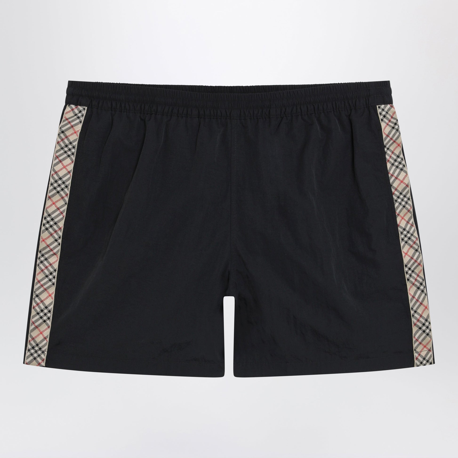 Burberry Slim-Fit Swim Shorts With Check Trim In Black Nylon Men BURBERRY