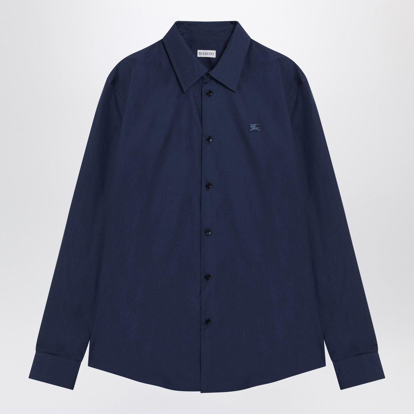 Burberry Blue Cotton Shirt With Ekd Men BURBERRY