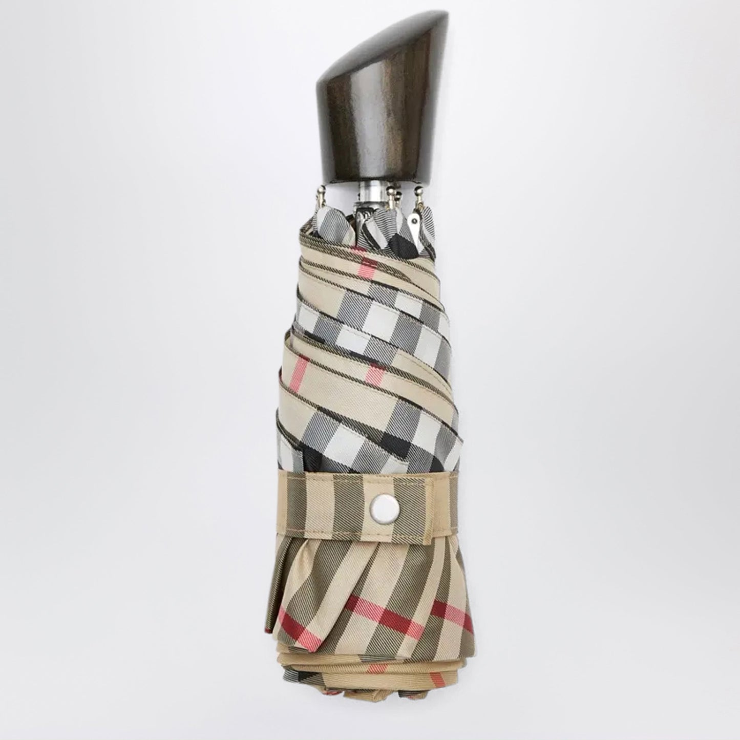 Burberry Foldable Check Umbrella In Polyester, Sand Women BURBERRY