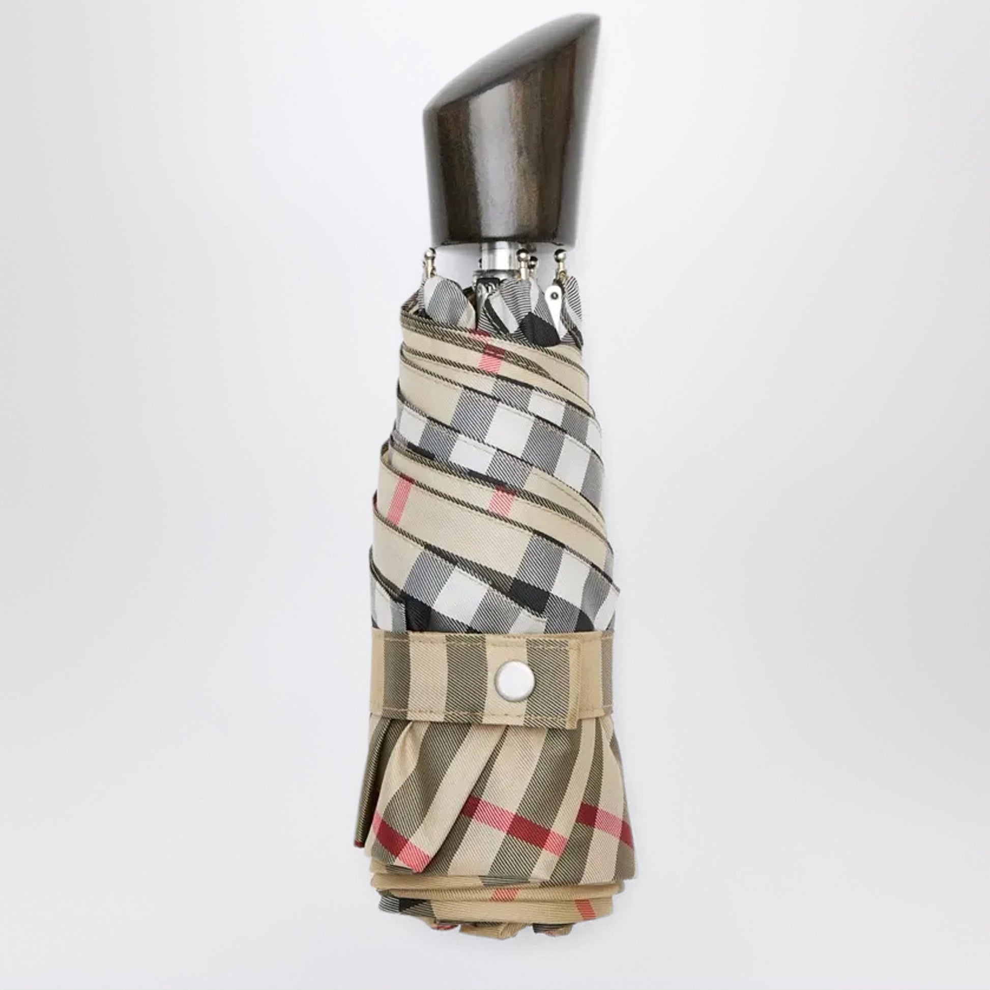 Burberry Foldable Check Umbrella In Polyester, Sand Women BURBERRY