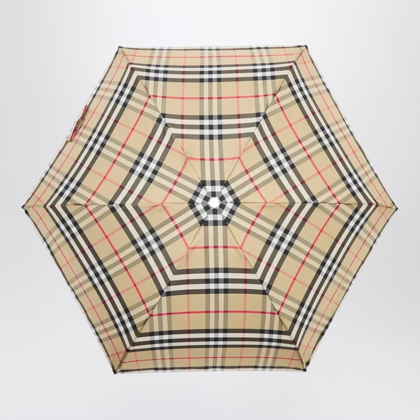 Burberry Foldable Check Umbrella In Polyester, Sand Women BURBERRY