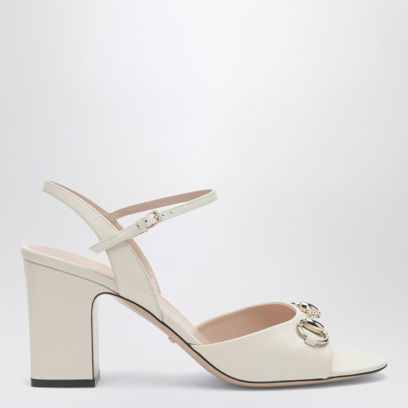 Gucci White Leather Sandal With Horsebit Women GUCCI