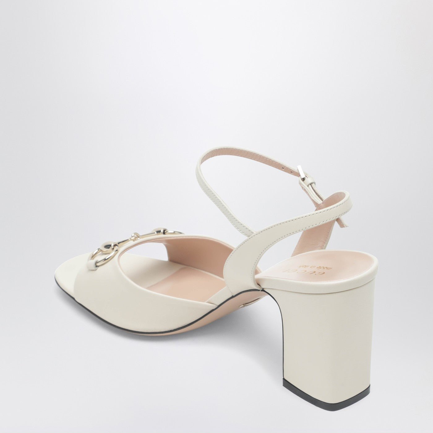 Gucci White Leather Sandal With Horsebit Women GUCCI