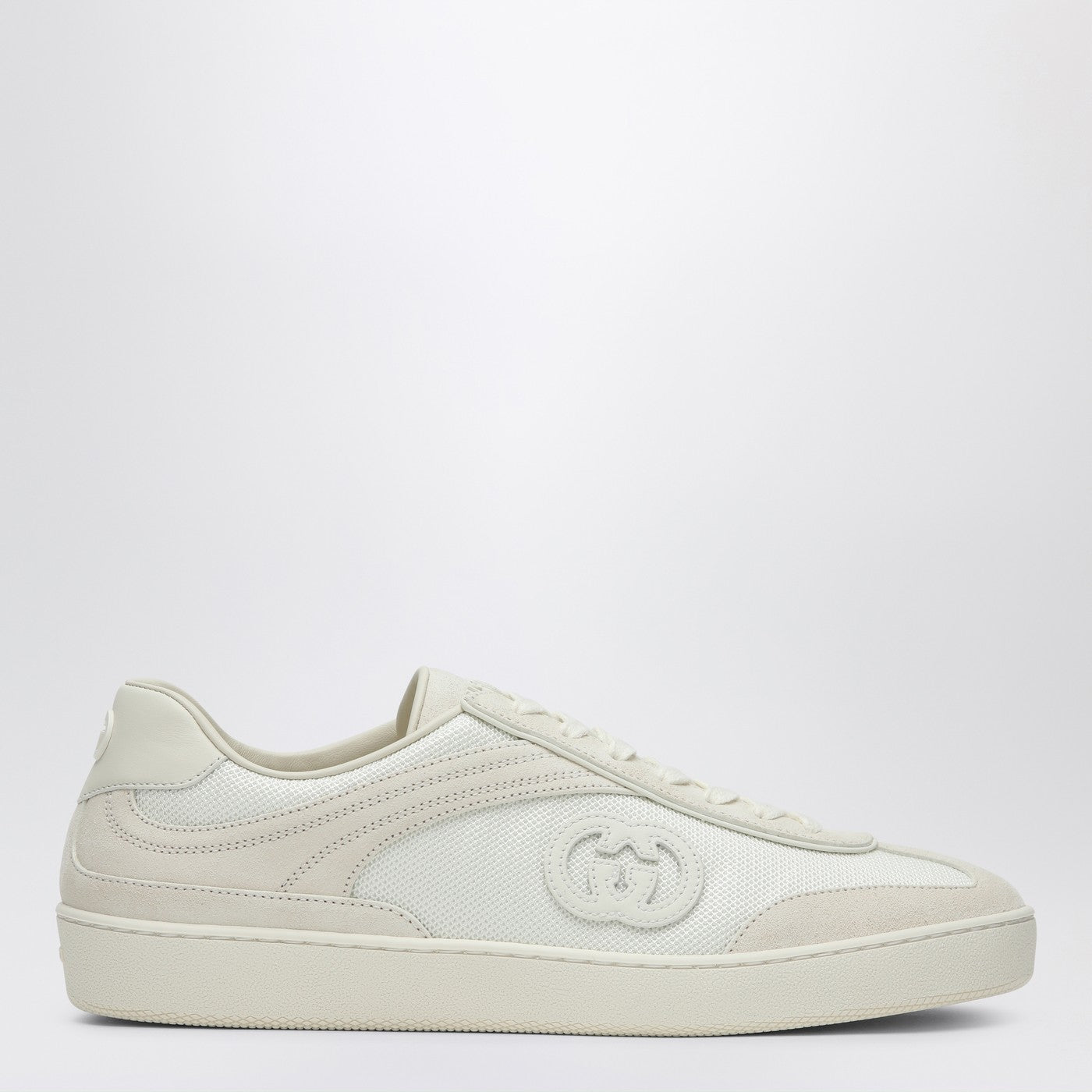 Gucci Sneakers With Gg Cross In White Leather And Mesh Women GUCCI