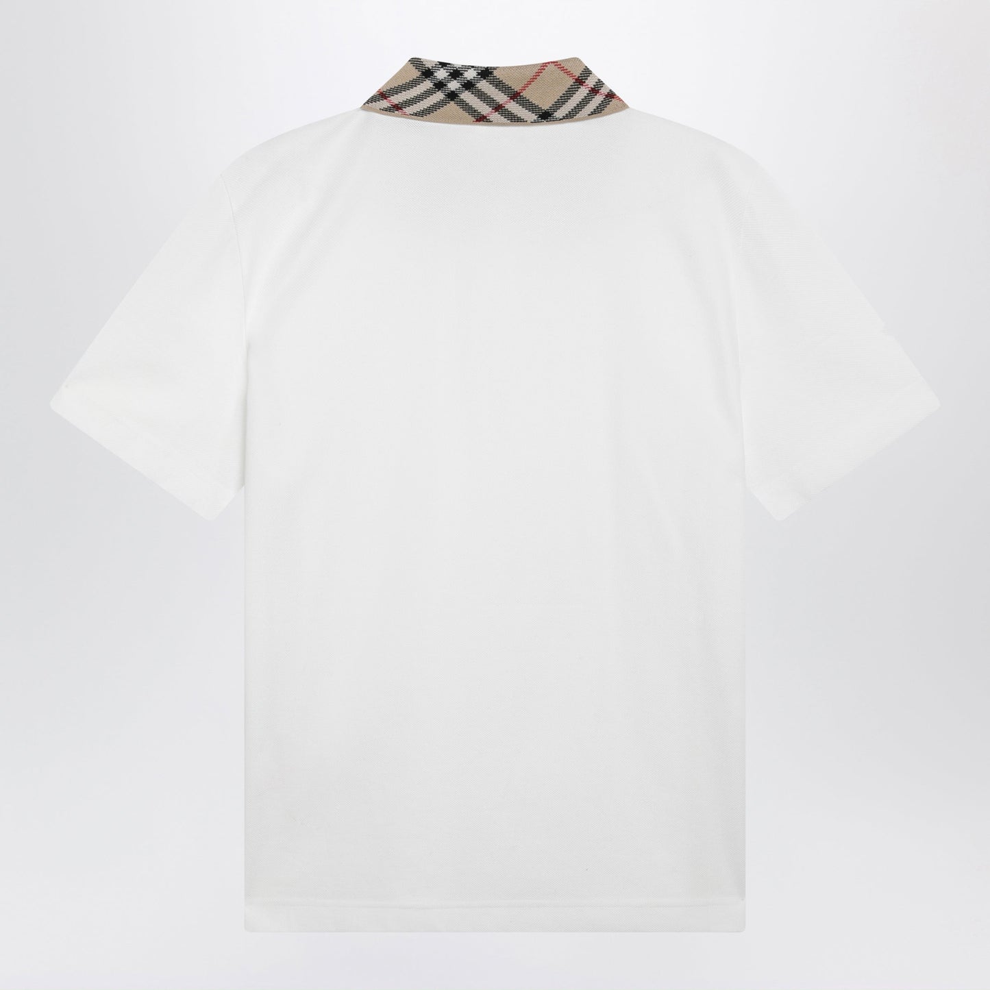Burberry Chalk Cotton Pique Polo Shirt With Check Collar Men BURBERRY