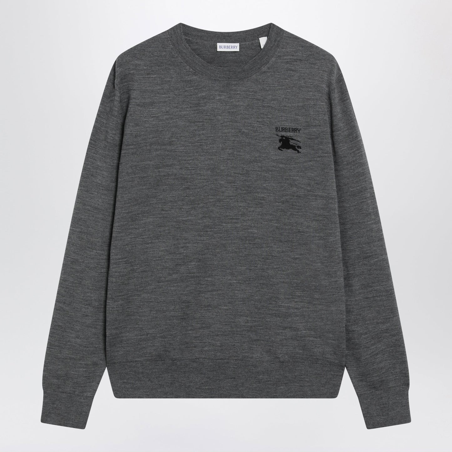 Burberry Grey Wool Crewneck Sweater Men BURBERRY