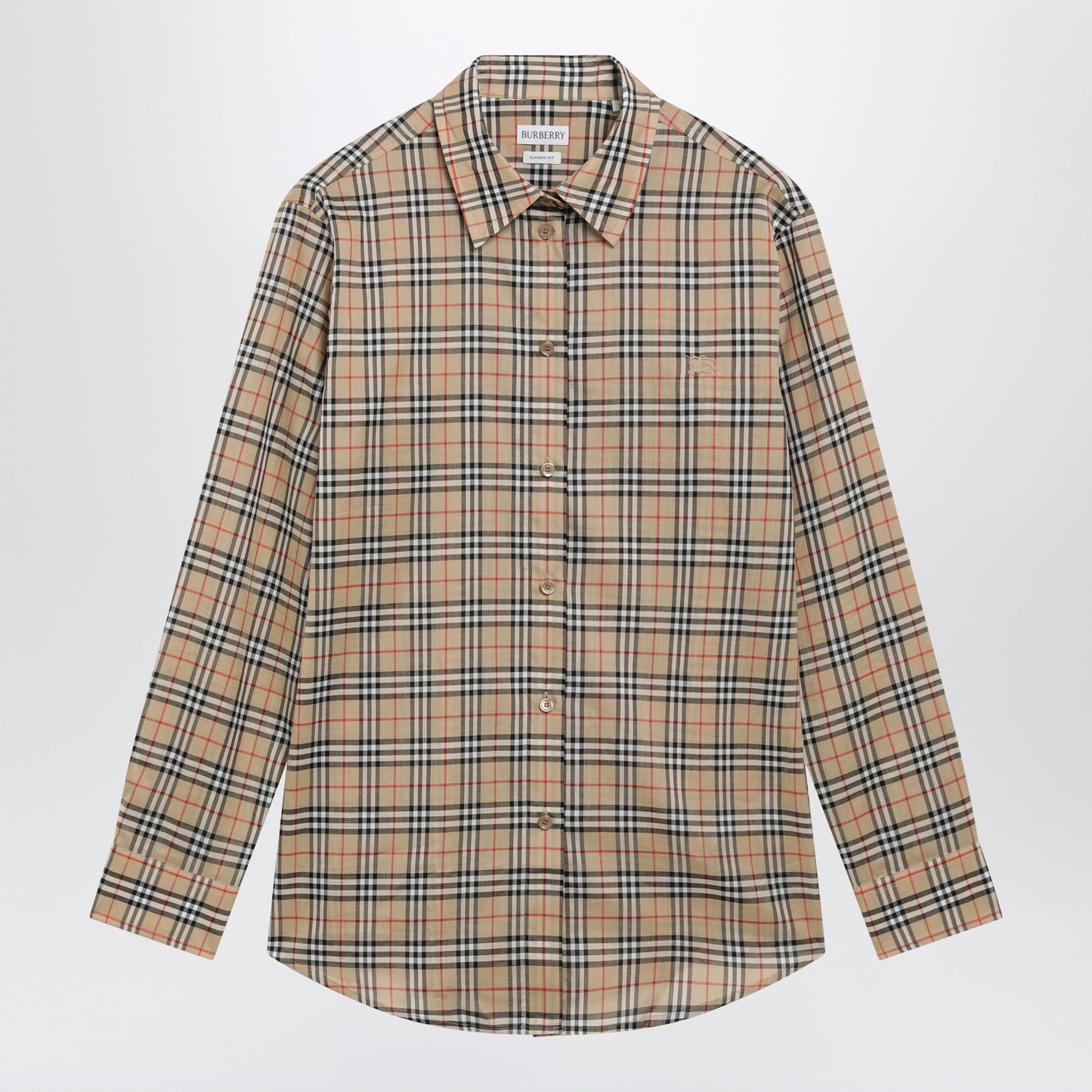 Burberry Beige Cotton Shirt With Check Pattern Women BURBERRY