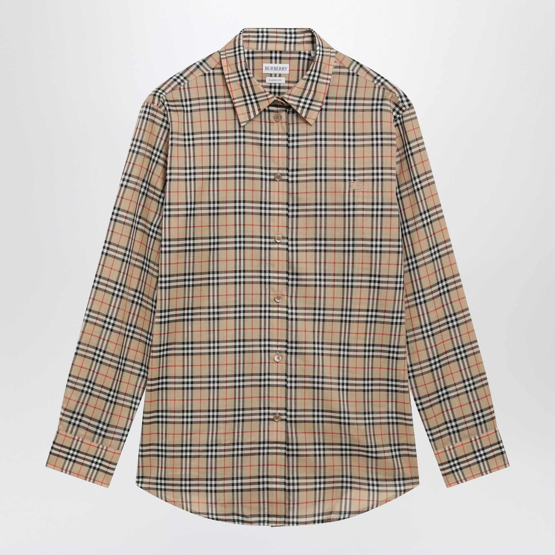 Burberry Beige Cotton Shirt With Check Pattern Women BURBERRY