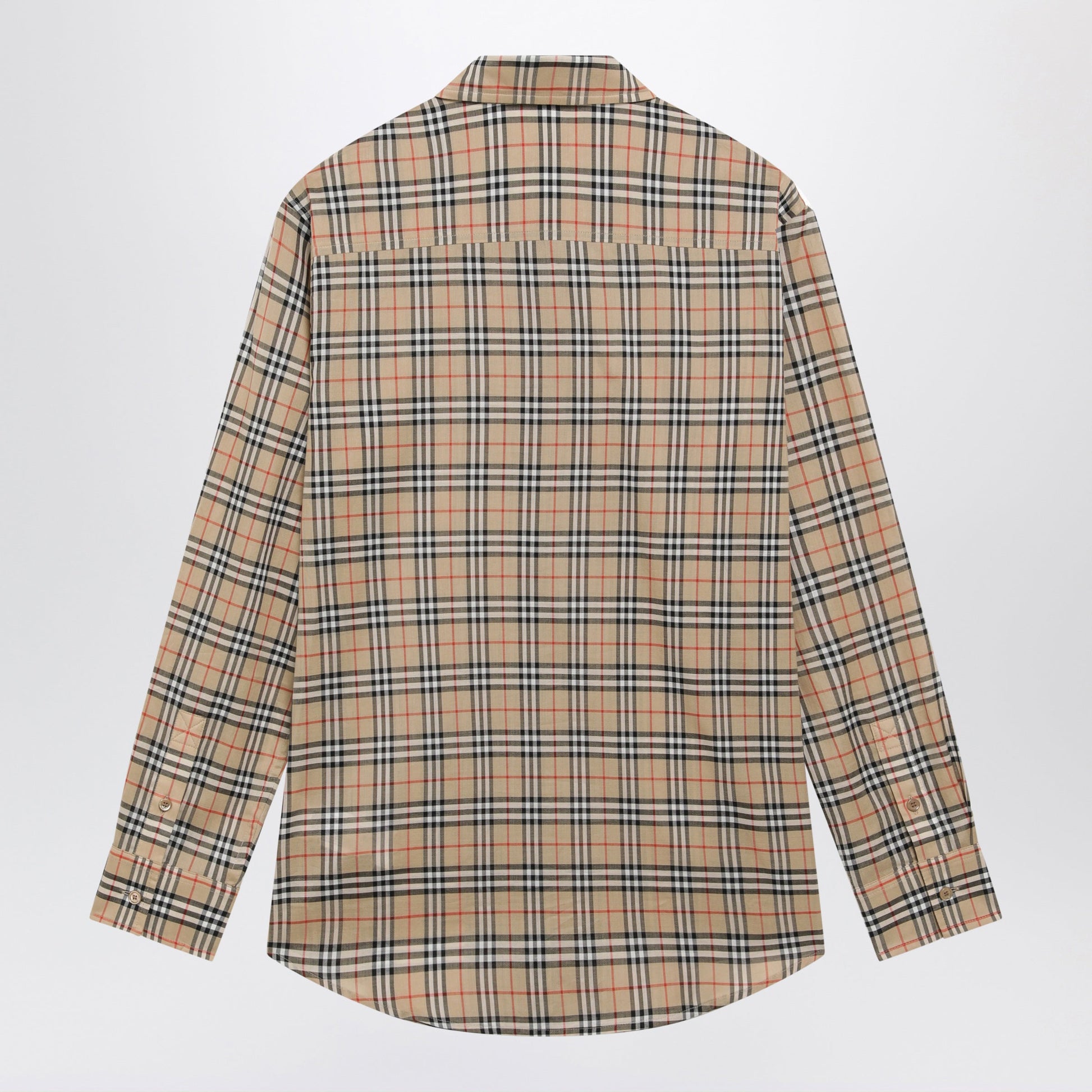 Burberry Beige Cotton Shirt With Check Pattern Women BURBERRY